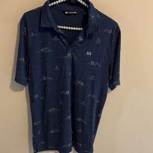 Travis Mathew Navy Polo with Nautical Print size medium